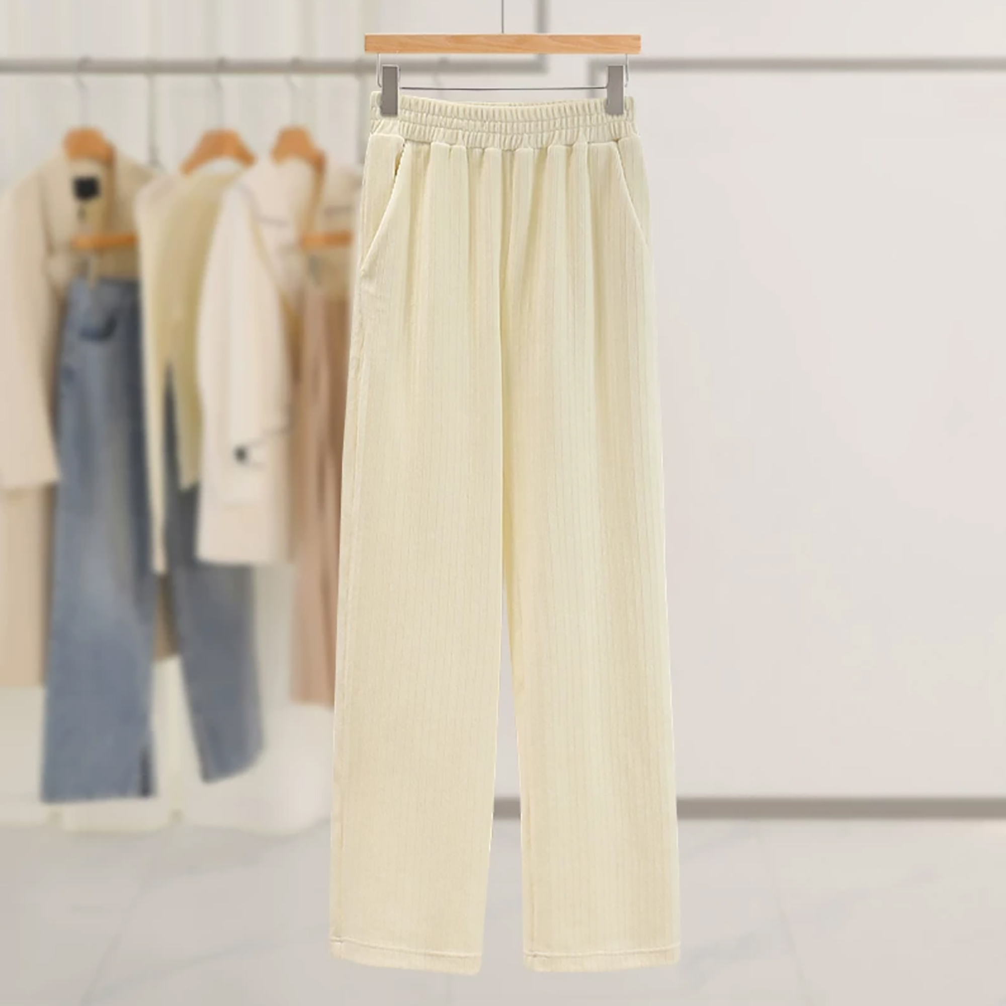 2025新款！女士休闲百搭雪尼尔直筒裤F40