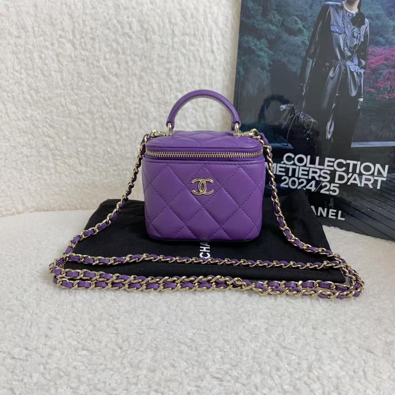 99新 Chanel/香奈儿 壹臻/22A紫色手柄mini盒子 65457702