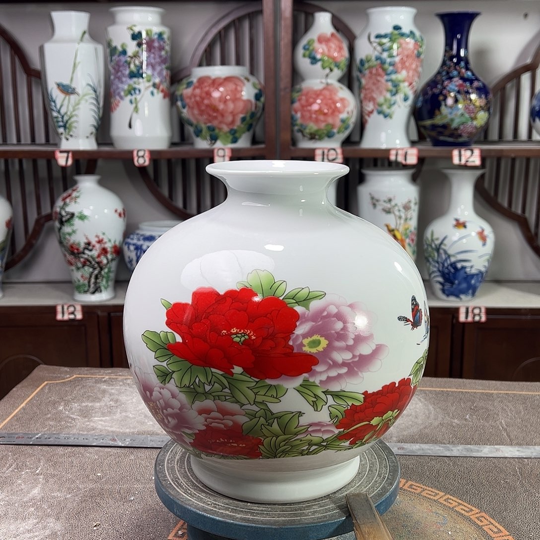 陶摆件景德镇陶瓷石牡丹