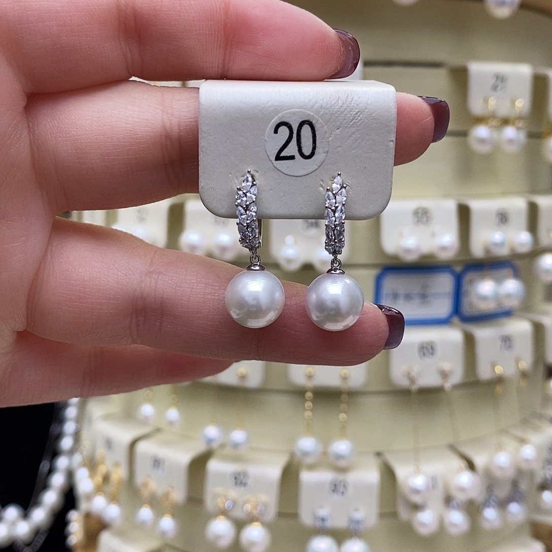淡水珍珠耳饰银S925镶嵌