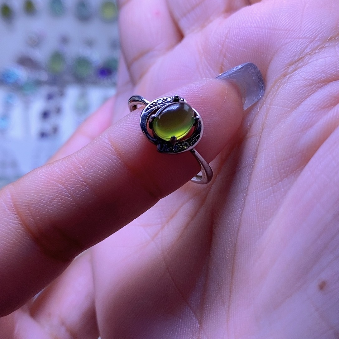 岫玉银S925镶嵌戒指