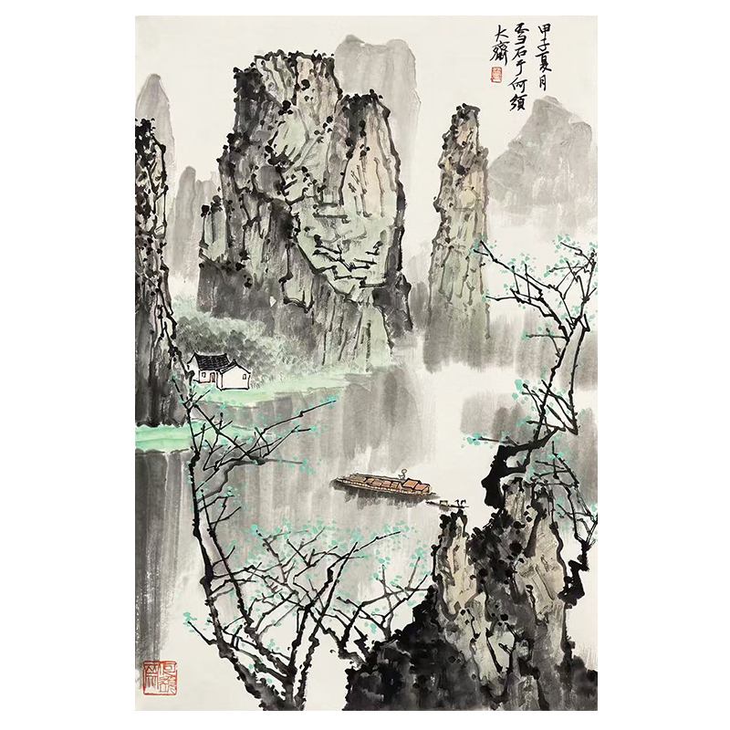 B-1573白老师拖表画托裱68*45cm