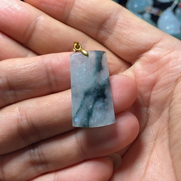 翡翠未镶嵌颈饰天然缅甸翡翠A货飘花无事牌