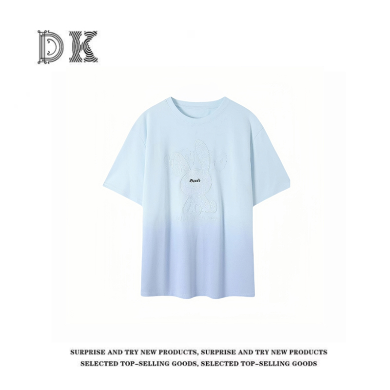DK 2025款  夏季设计感刺绣卡通宽松百搭圆领短袖T恤 9528