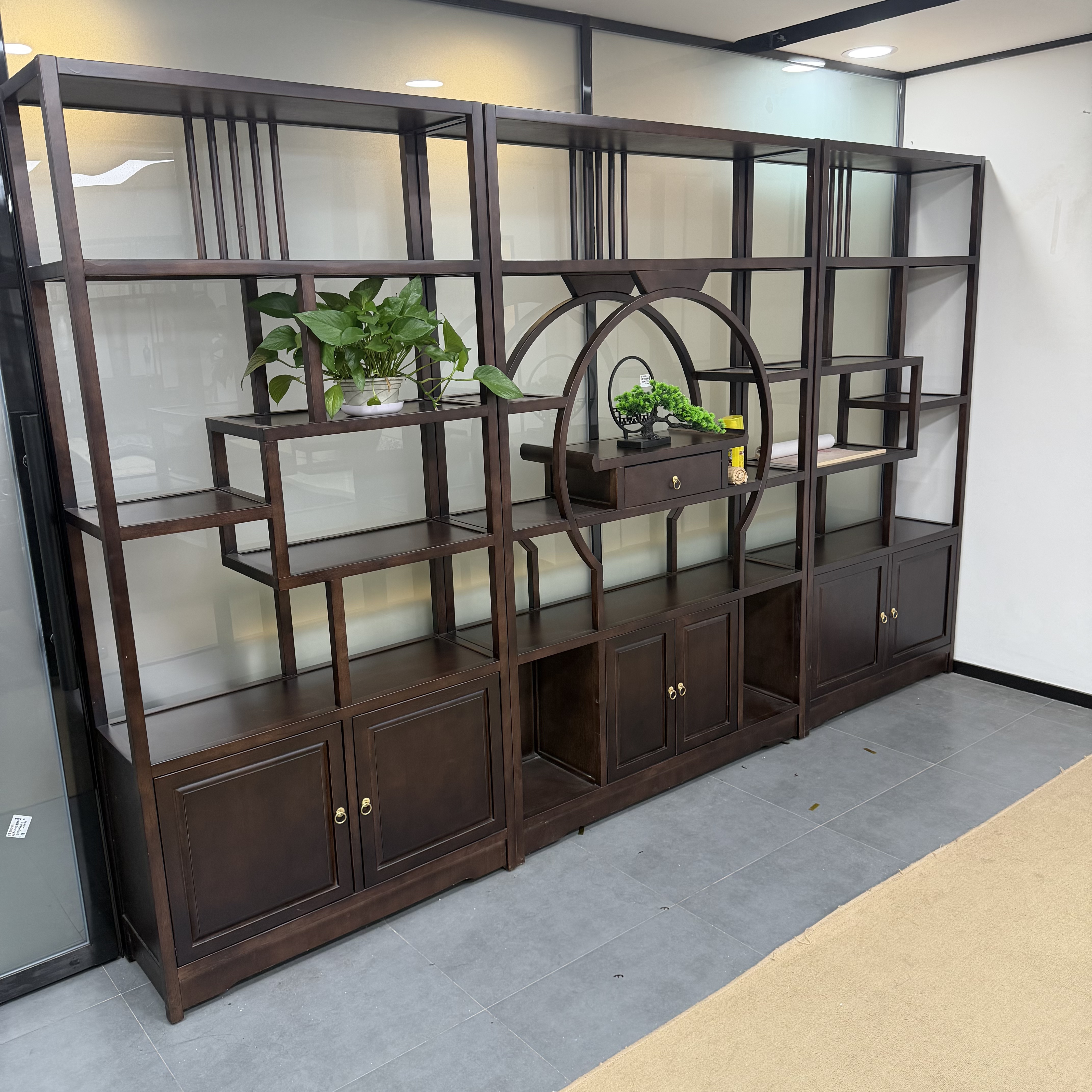 新中式全实木博古架乌金木实木储物柜书架展示架茶叶柜