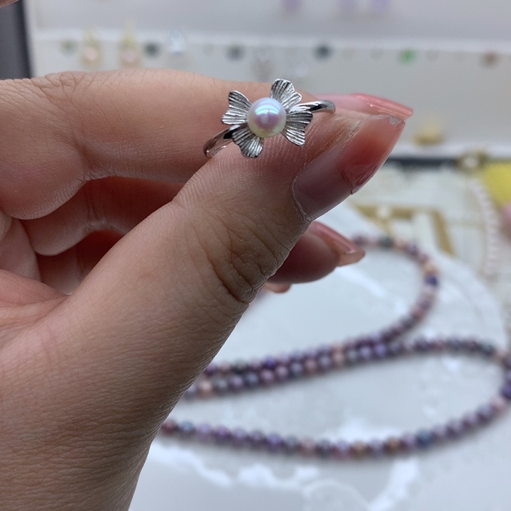 戒指淡水珍珠银S925镶嵌