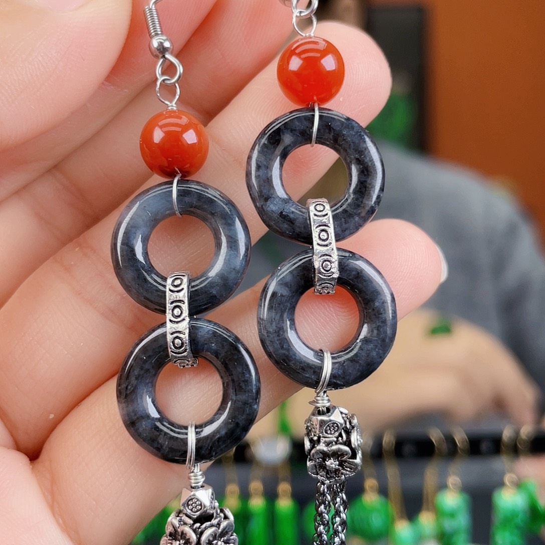 翡翠未镶嵌耳饰饰品