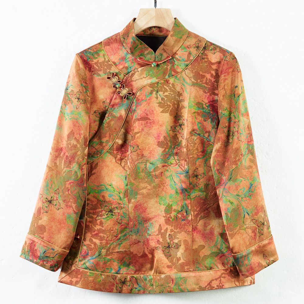 华族经典【250911T】秋款重缎香云纱斜襟正肩立领国风唐装上衣