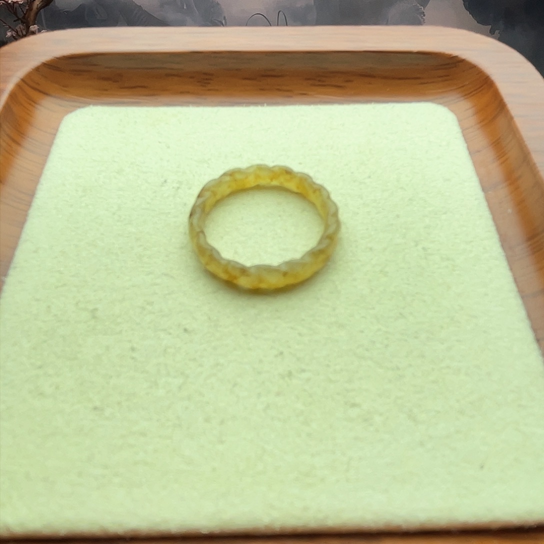 和田玉戒指未镶嵌糖麻花16号