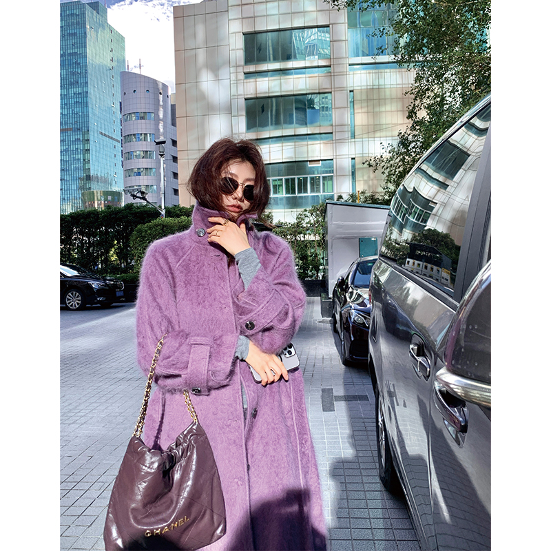 【ALONE SAVOR】龍喜儿 绒于光影 秋冬收腰过膝保暖大衣D578