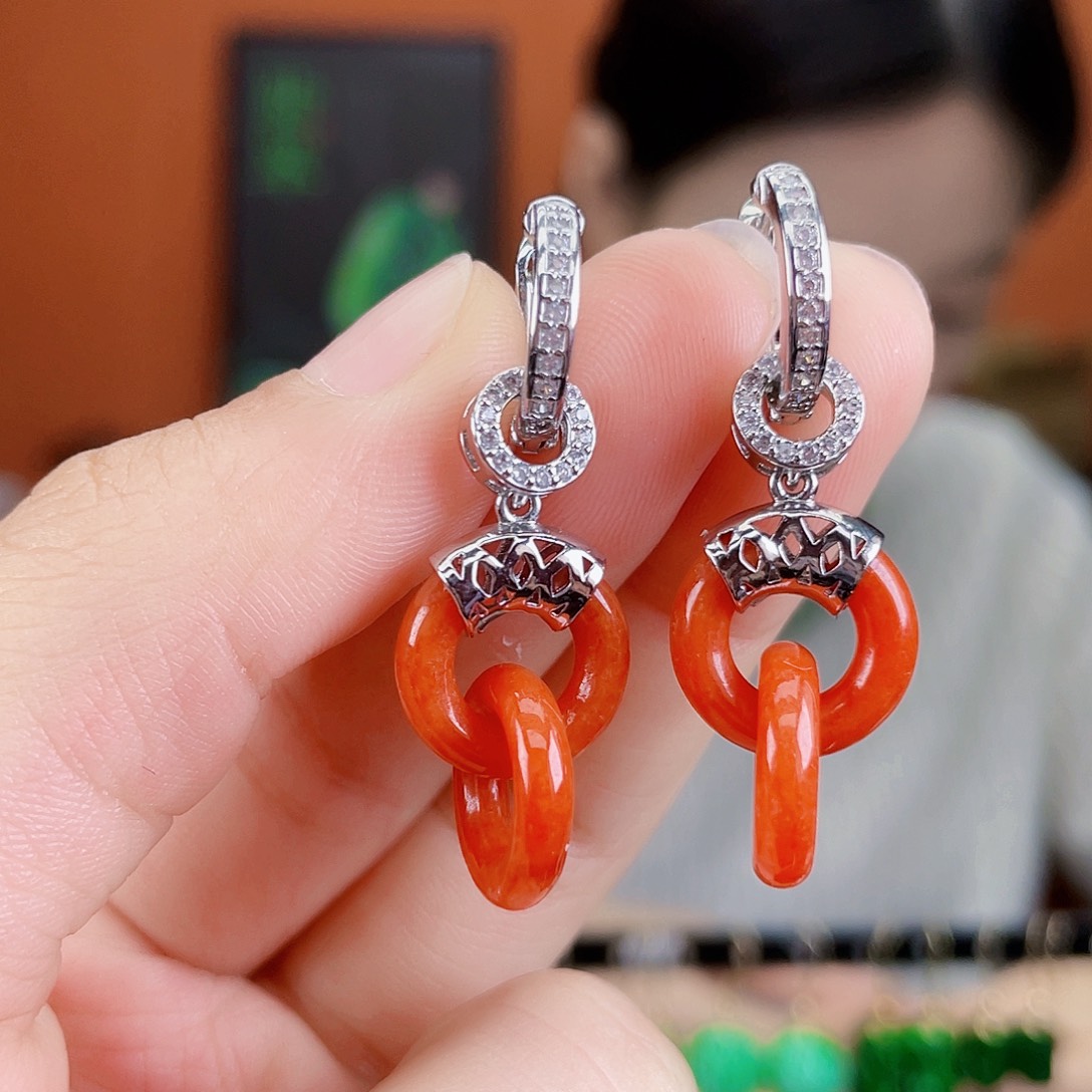 翡翠未镶嵌耳饰饰品