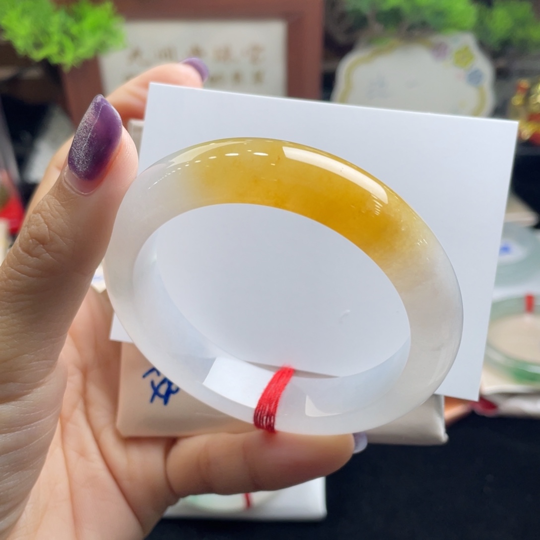 翡翠未镶嵌手镯10号 56+正圈 日照金山