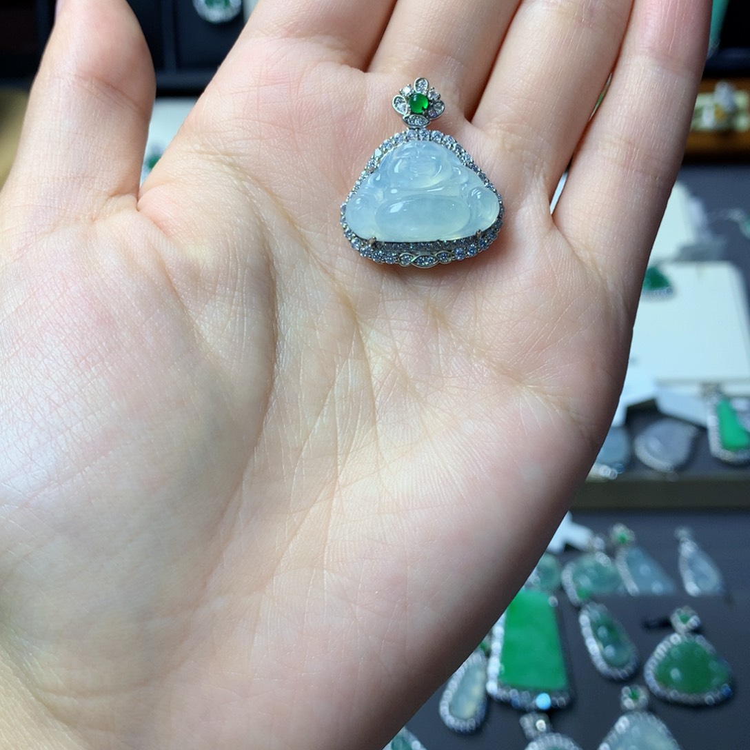 翡翠银S925镶嵌挂件