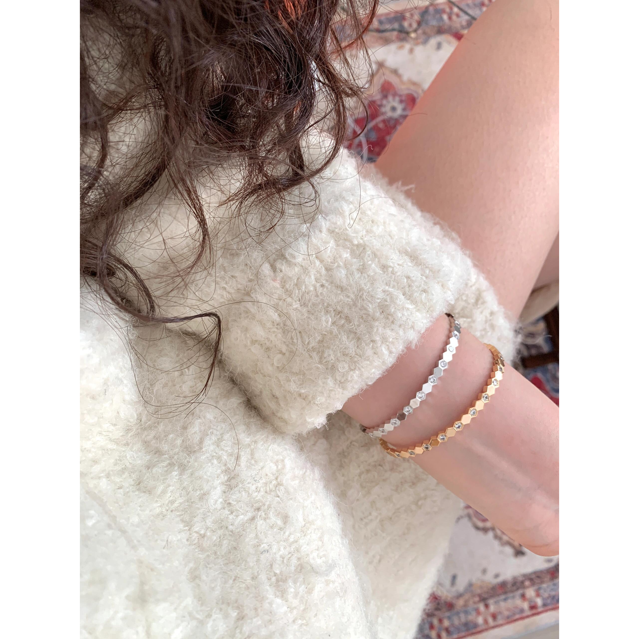 合金手镯 《YY》气质轻奢时尚复古蜂巢小众 间钻手镯