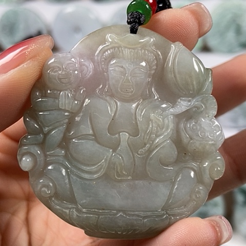 翡翠颈饰未镶嵌送子观音福利