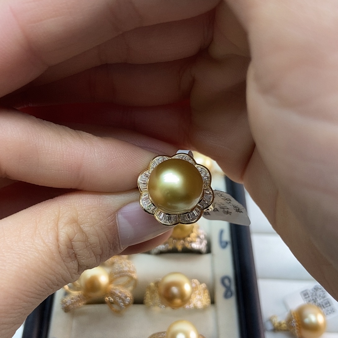 海水珍珠银S925镶嵌戒圈@@J0003