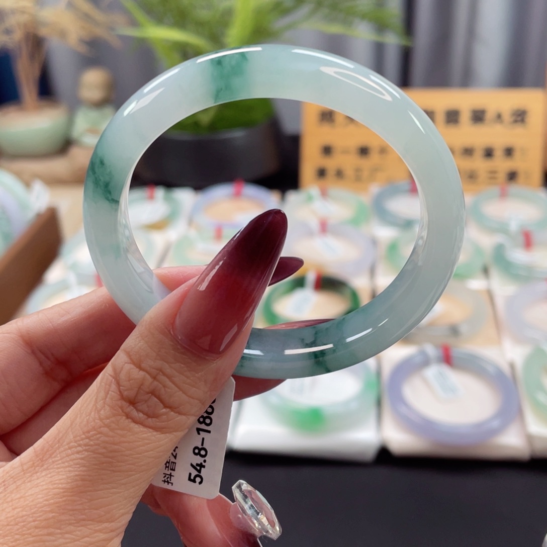 未镶嵌手镯翡翠23号55冰胶兰花贵妃闭眼拍