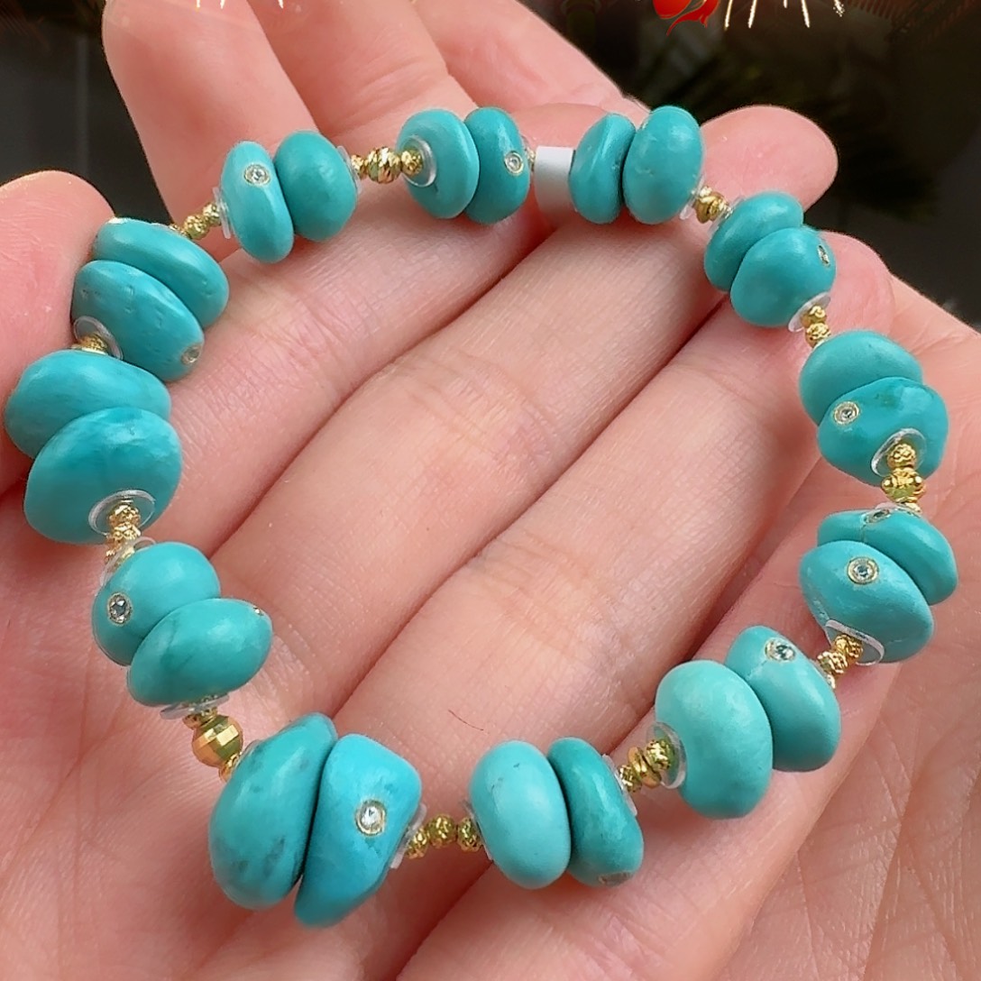 绿松石珠宝奇石18K金镶嵌