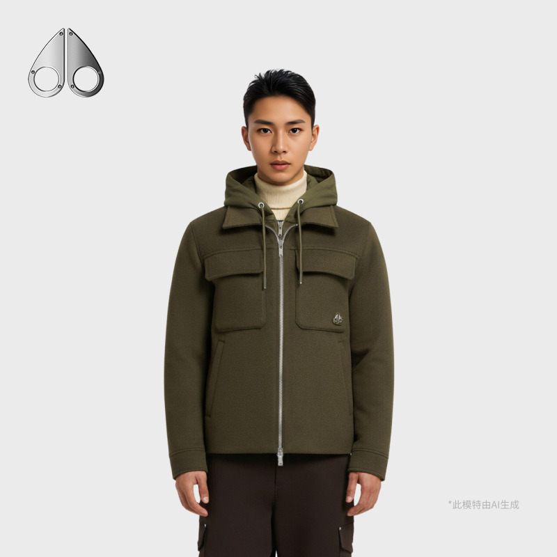 【秋冬新品】MOOSE KNUCKLES 男士假两件连帽休闲夹克外套M35MW407