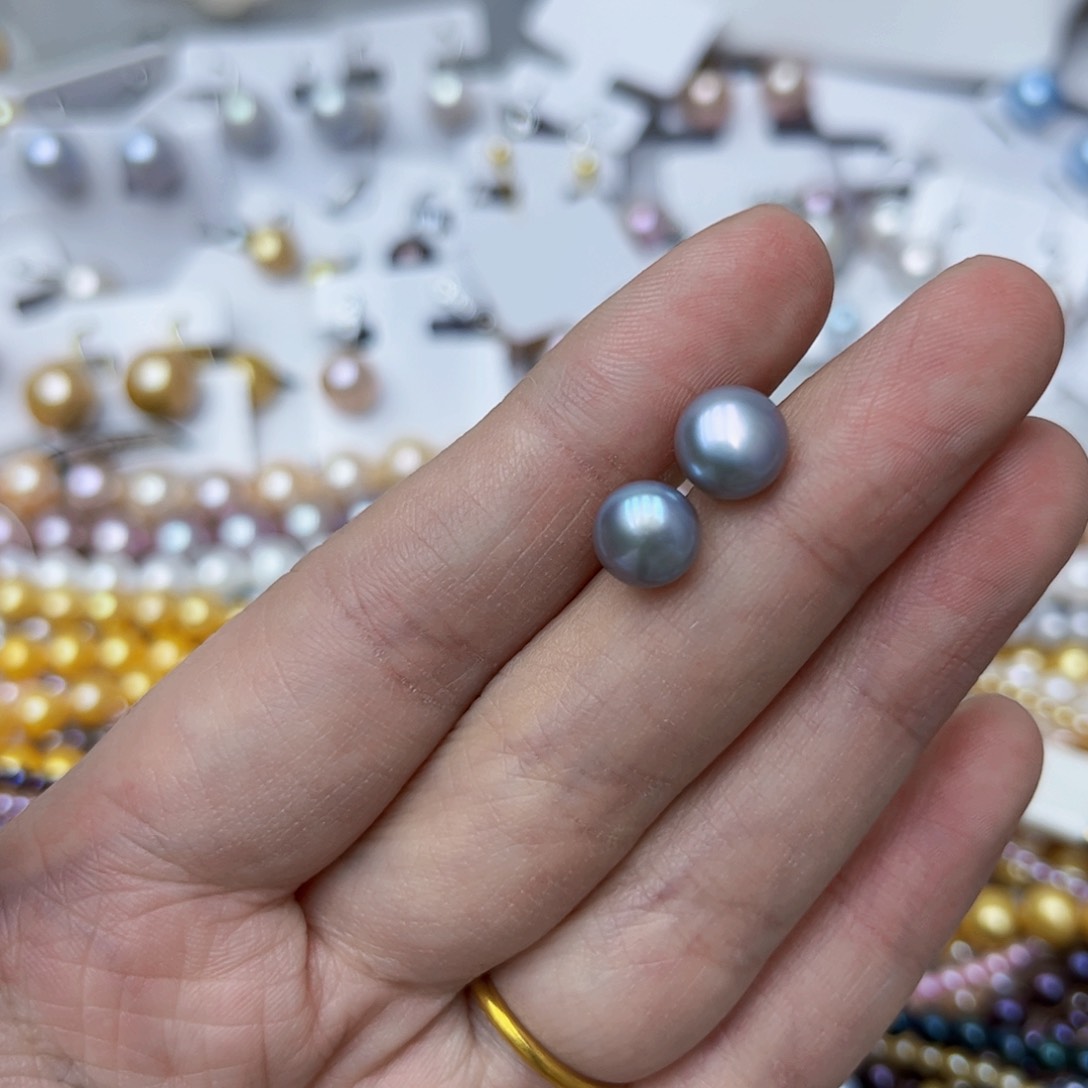 淡水珍珠耳饰银S925镶嵌
