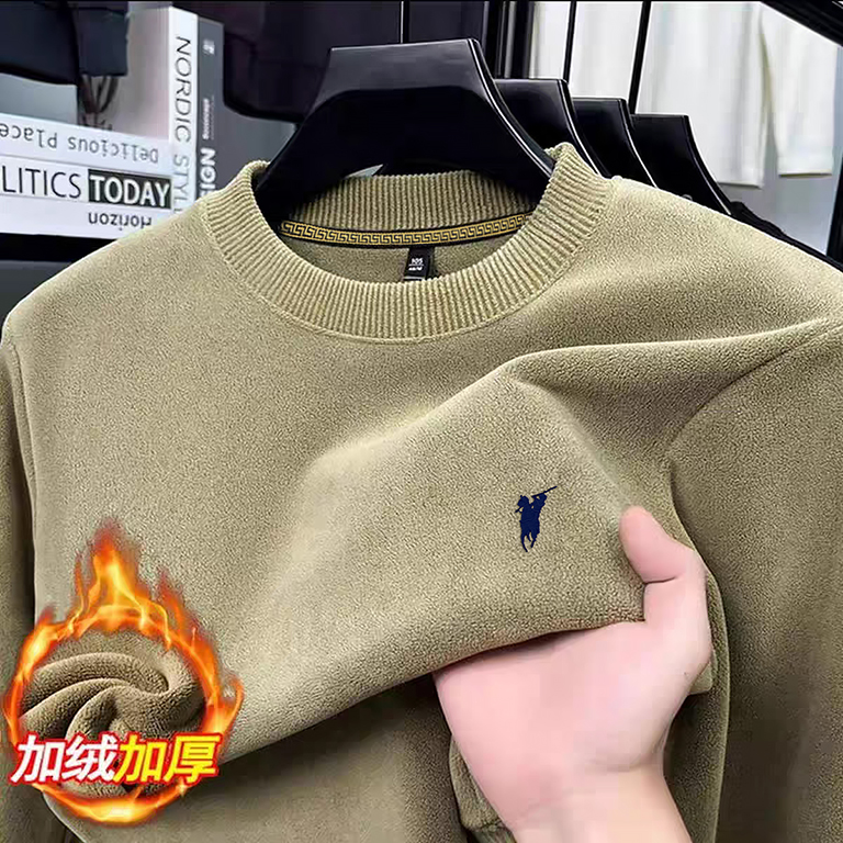 【专柜品质】男女同款双面加绒加厚奥粒绒秋冬刺绣套头圆领打底卫衣