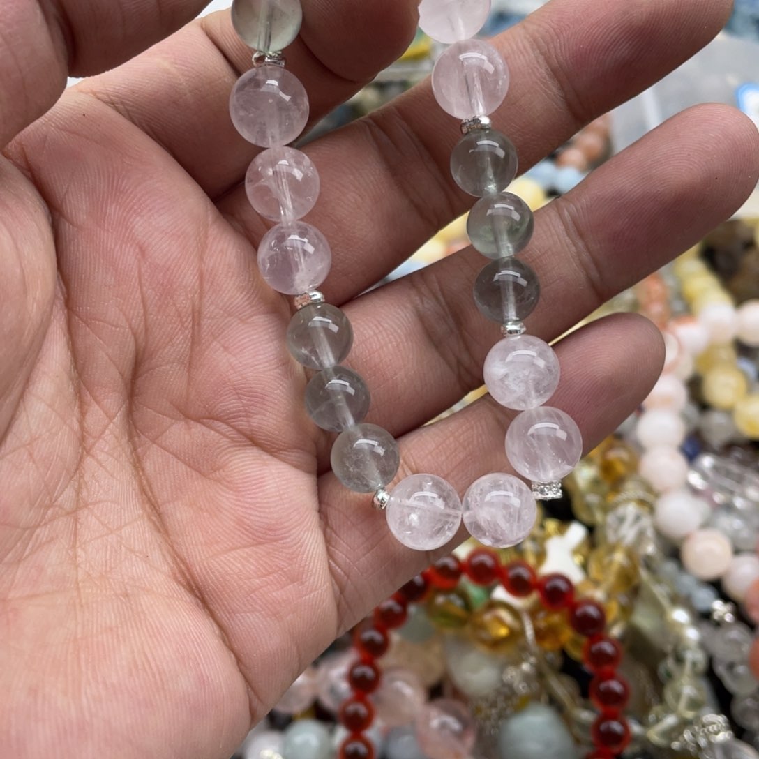 银S925镶嵌手链烟晶