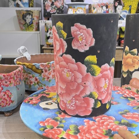 红泥花盆景德镇陶瓷