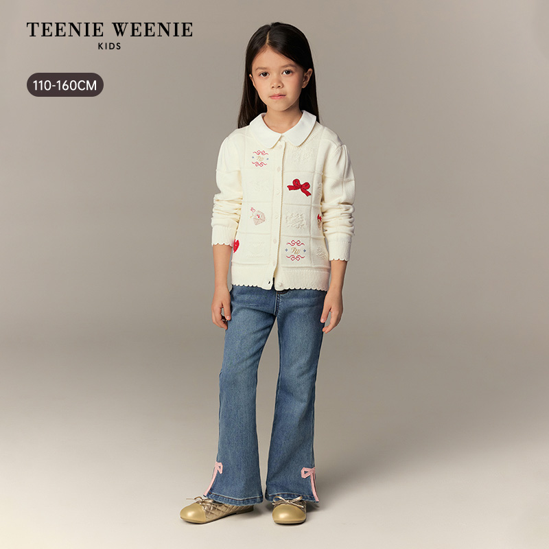 TeenieWeenie Kids小熊童装26年新年女童刺绣开衫毛衣TKCK261152K