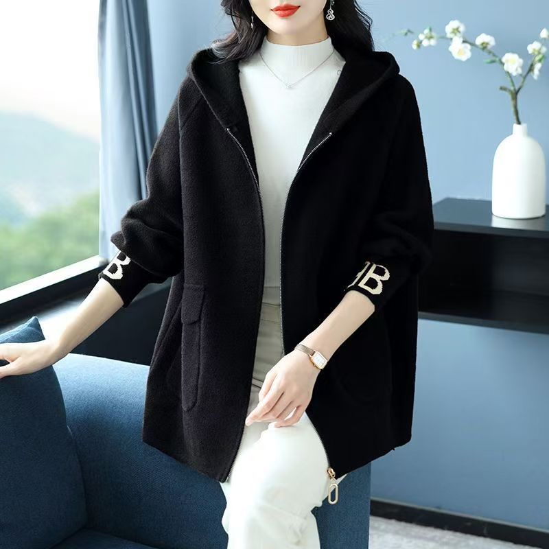 1-22   中长款秋冬连帽潮流连帽外套宽松春秋上衣