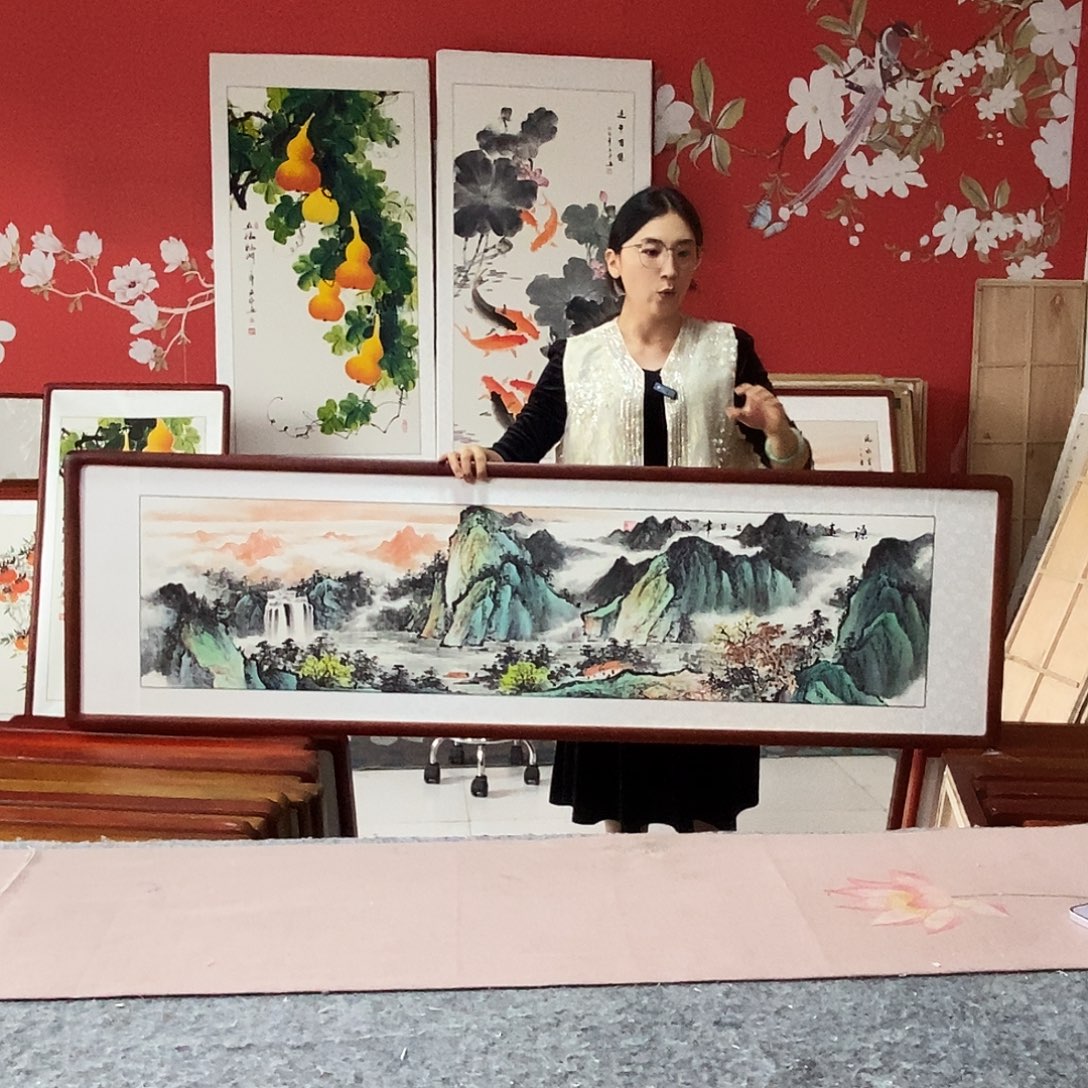 国画手写手绘带框包邮47✖️162国画作品