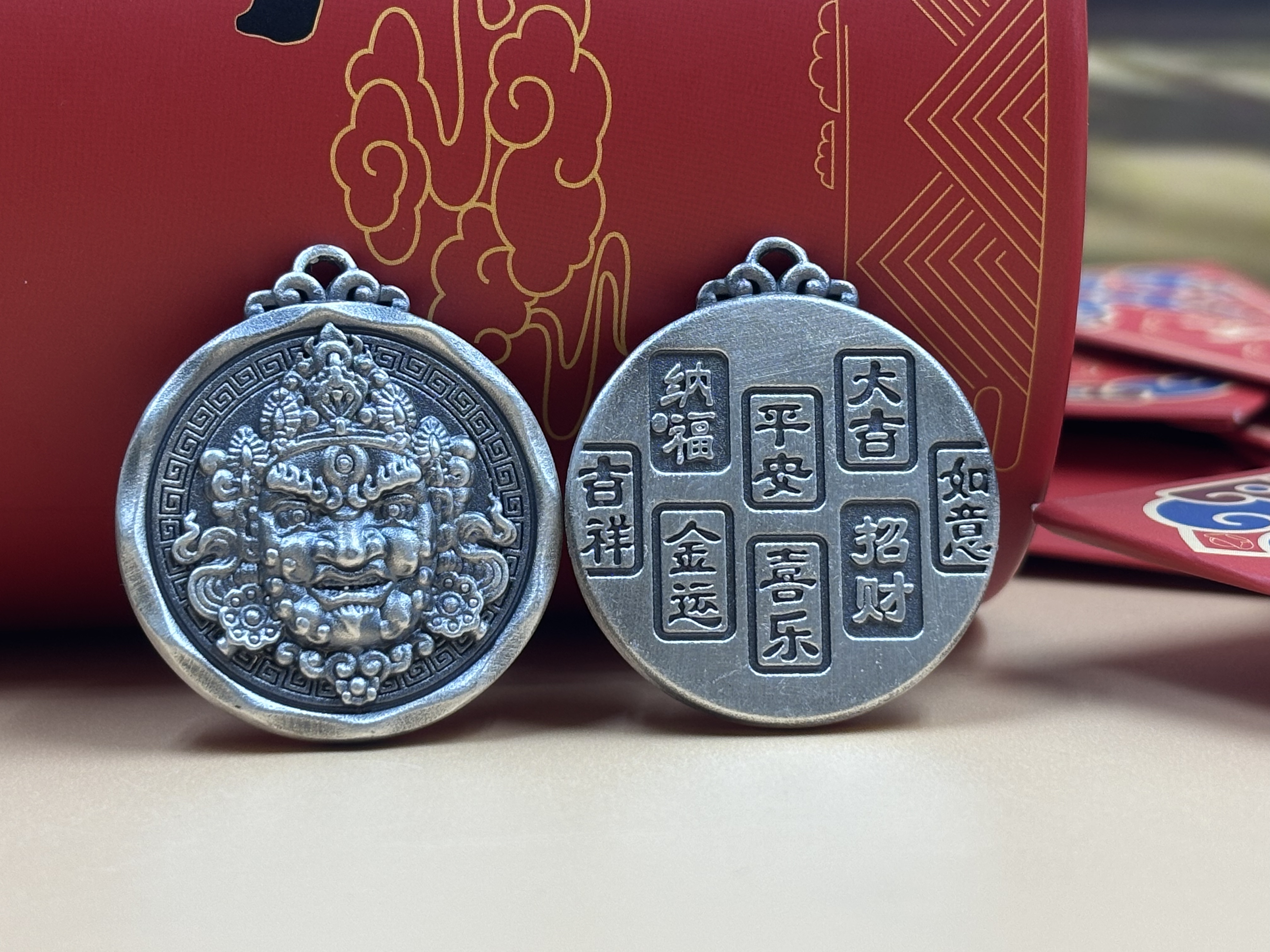 银吊坠 20克黄财神 黑财神五路财神守护神吊坠