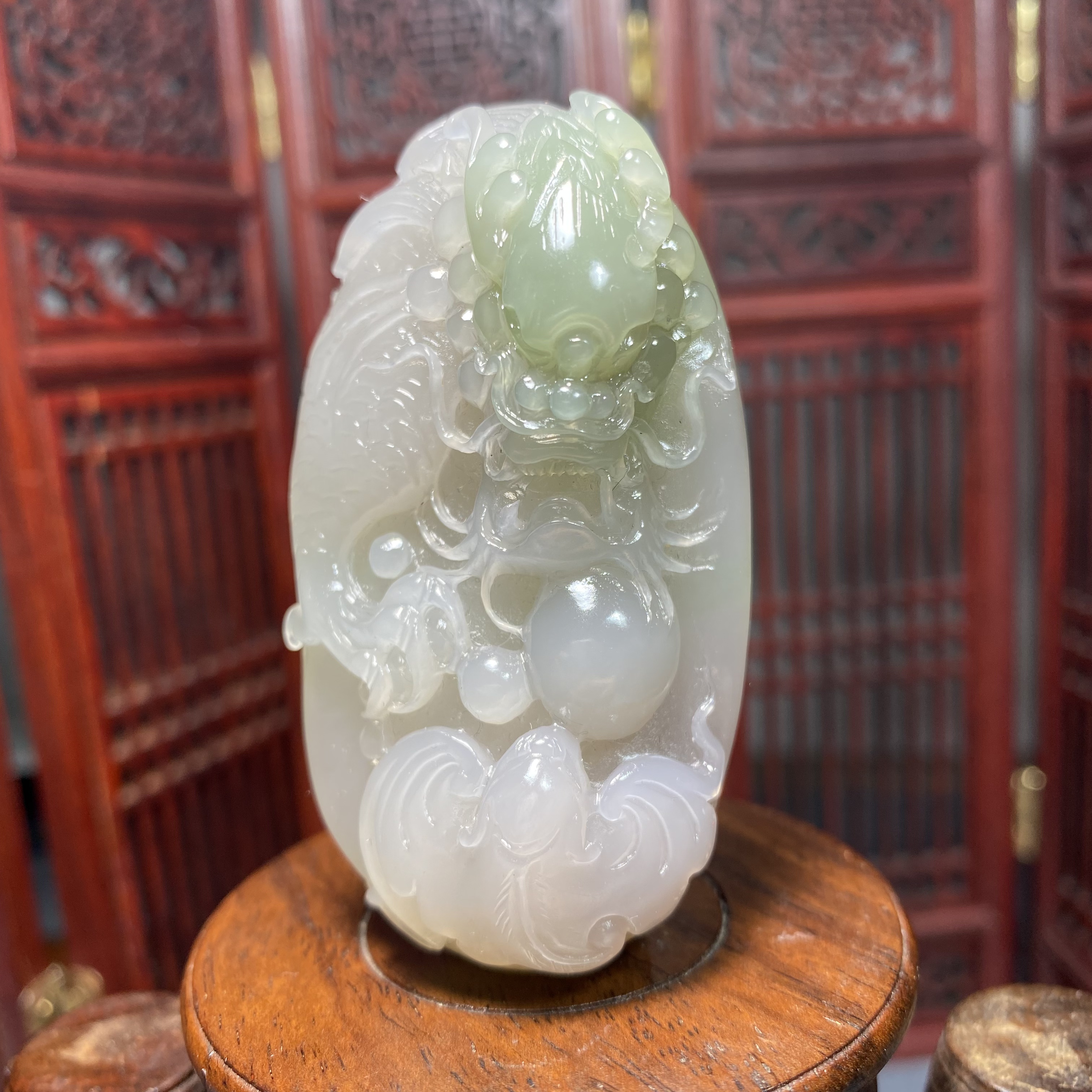 《望子成龙》和田玉青海料翠青50.0g长63.1mm 宽34.8mm厚16.8mm