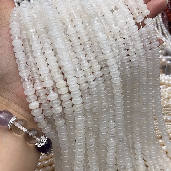 玛瑙/玉髓未镶嵌珠宝半成品一条8mm白水晶算盘珠