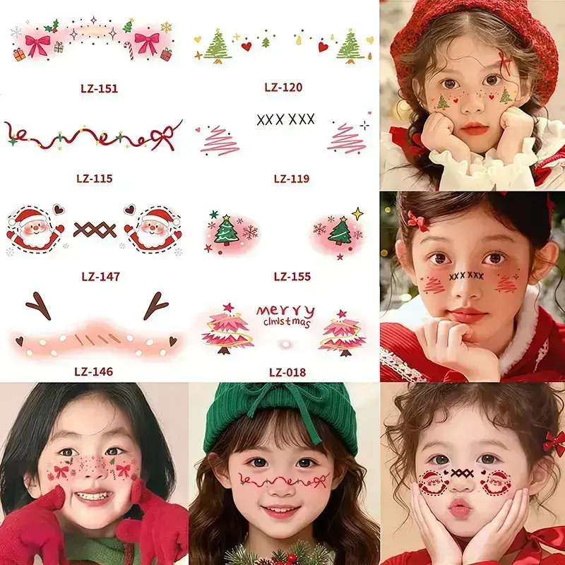 圣诞节日纹身贴妆容贴纸脸部装饰化妆道具眼贴舞台妆拍照商品图