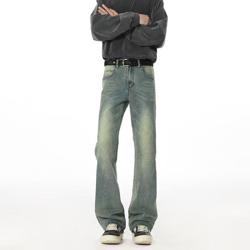 水洗做旧常规款显高休闲牛仔裤牛仔裤显瘦潮流复古设计感高腰