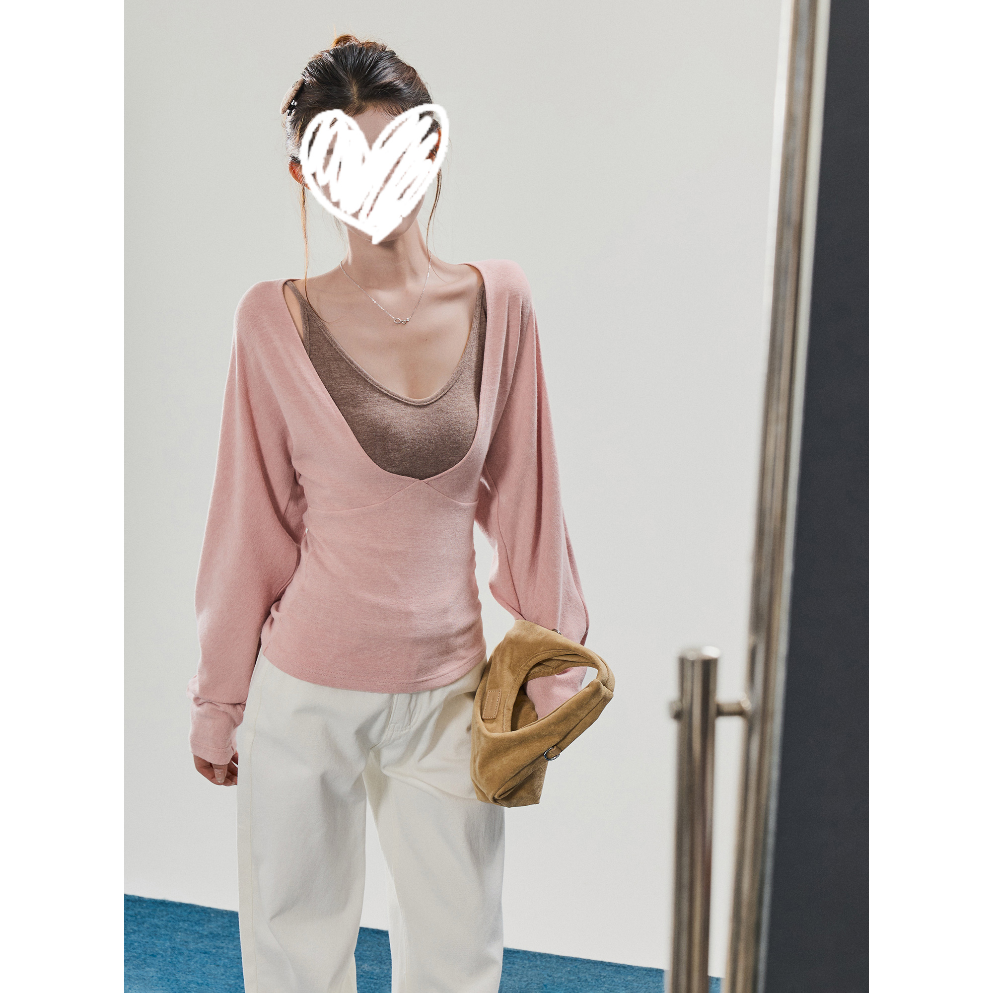 纯欲风辣妹两件套针织衫女秋冬收腰显瘦打底内搭上衣23791#