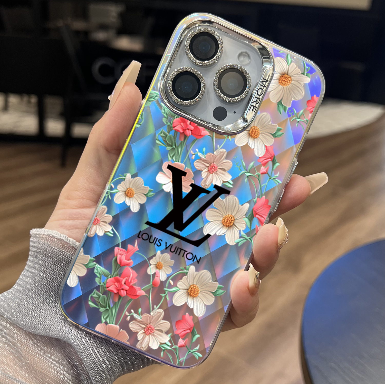 适用苹果16promax手机壳防摔镭射菱格1213女神款高级奢华手机壳