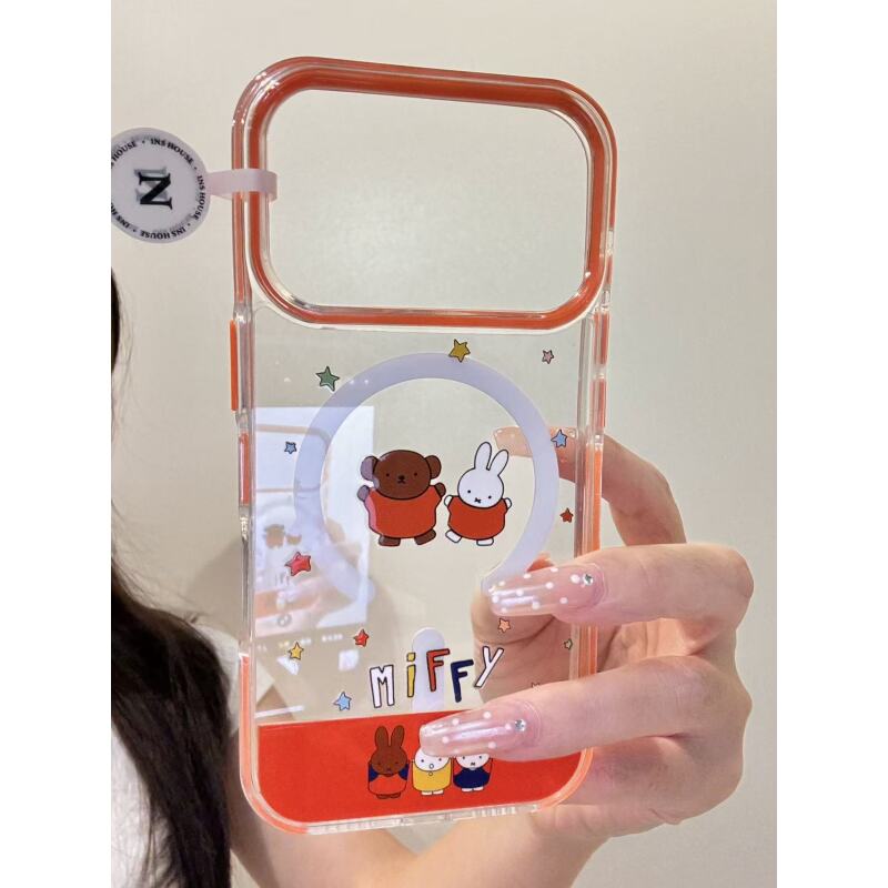 卡通可爱玩耍小熊米菲兔磁吸适用iphone17promax苹果16手机壳15新