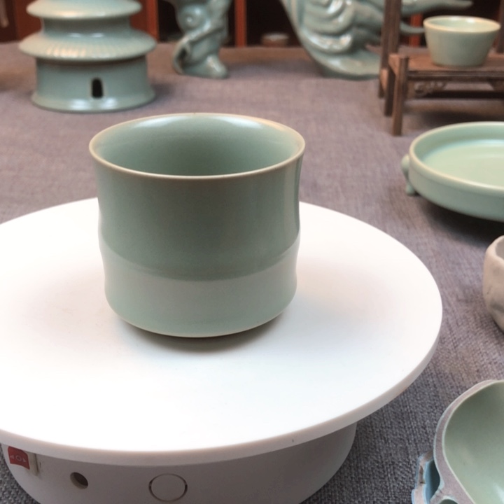 瓷片原矿仿古竹节杯全手工