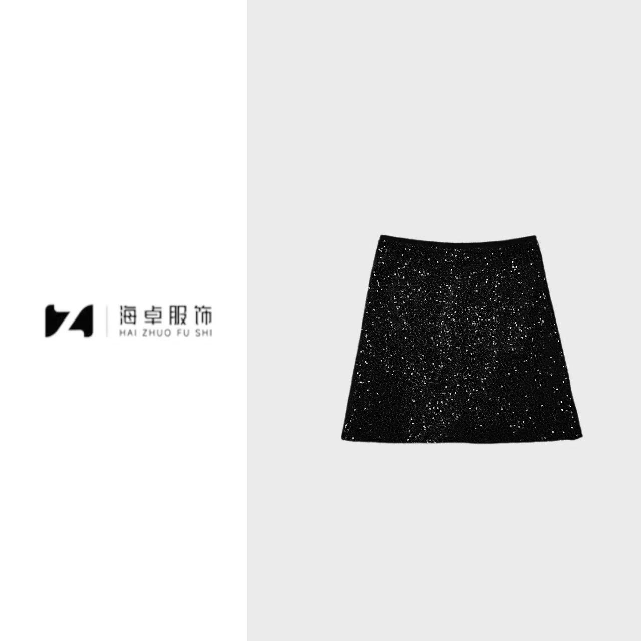 海卓~亮片短裙新款时尚白搭气质高腰显瘦半身裙3143-1