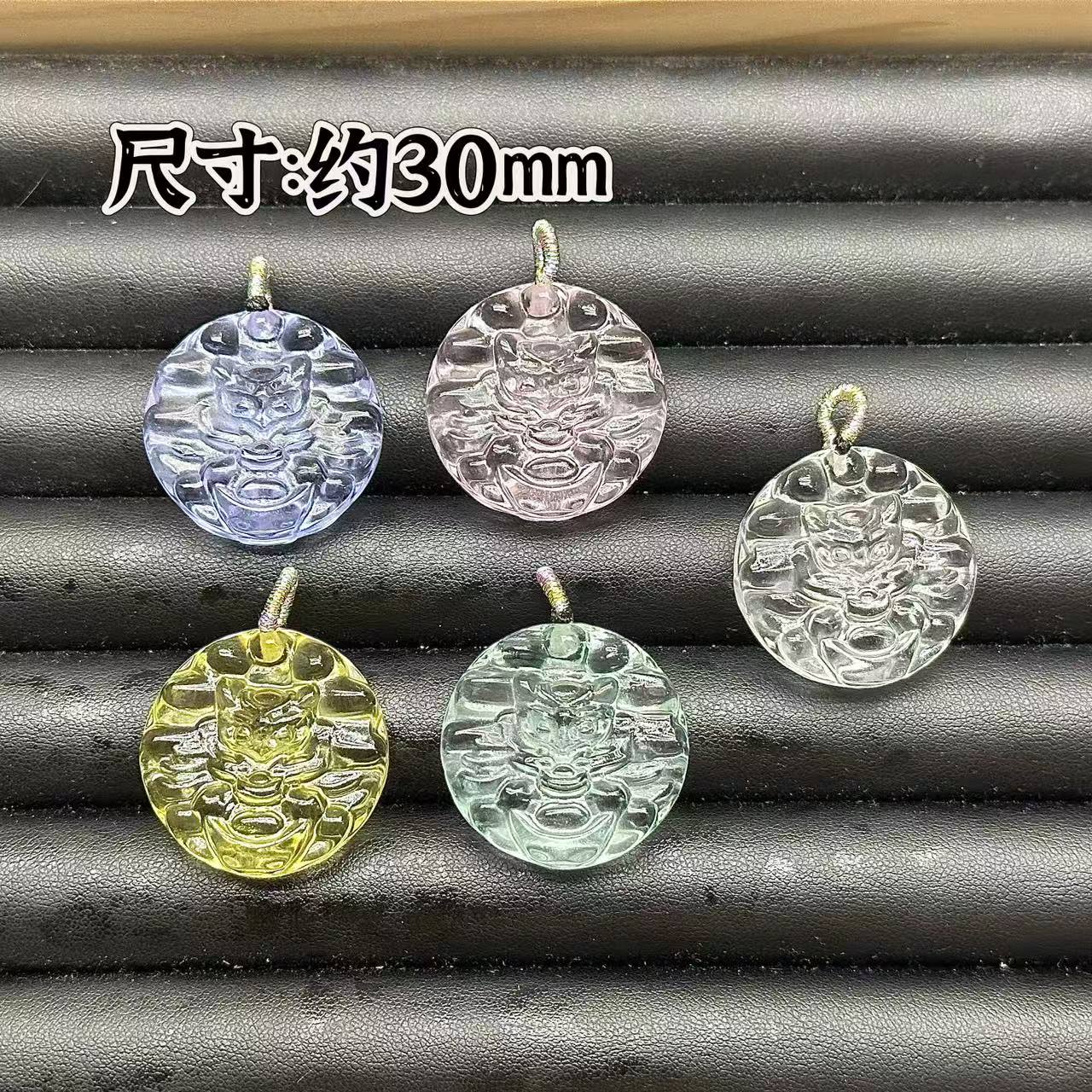 【白黄粉绿紫水】双面元宝狐牌吊坠 DIY手串孔联系客服 多样性发一