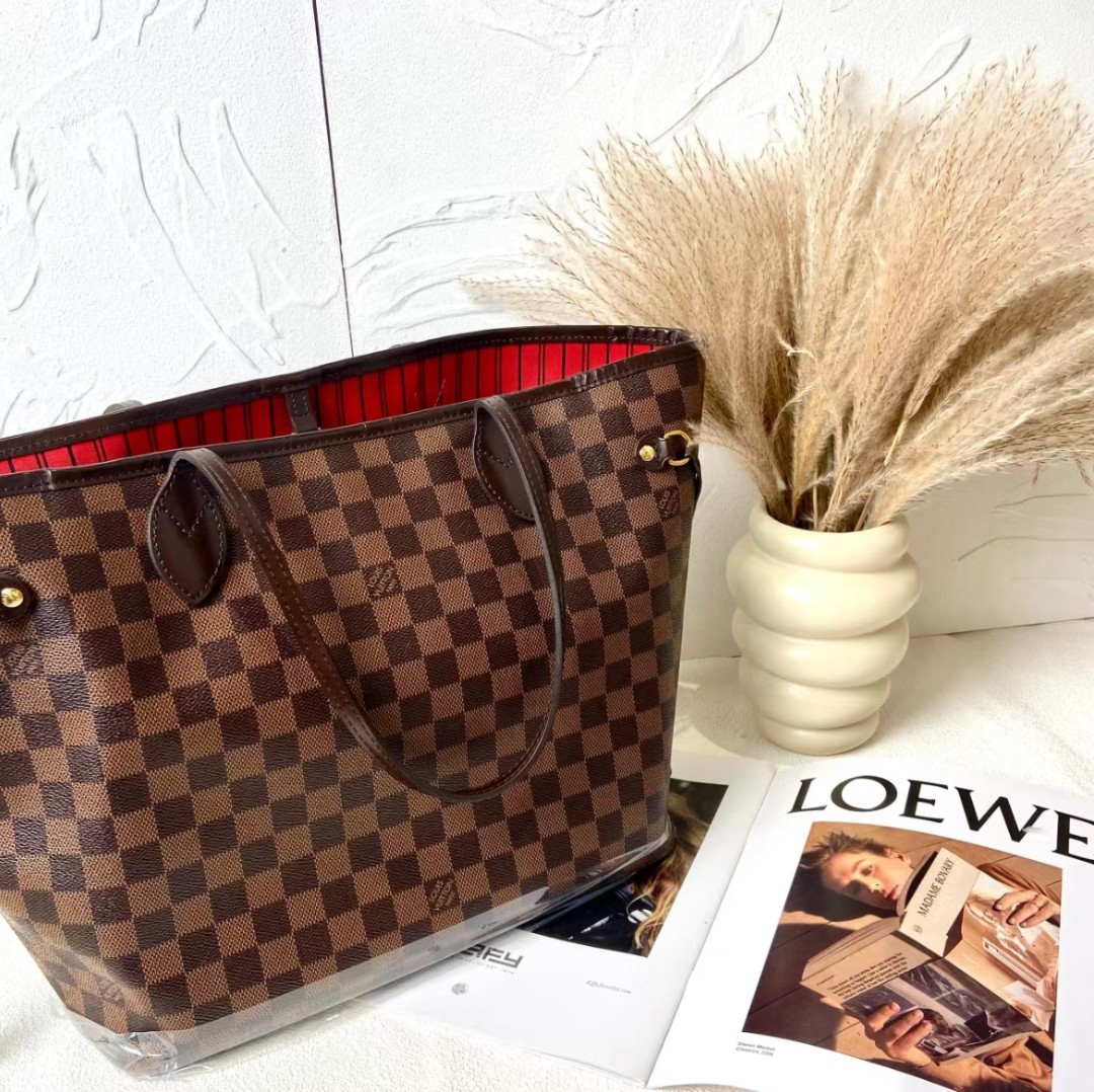 95新 LouisVuitton/路易威登 全原棋盘格大号08年neverfull单包