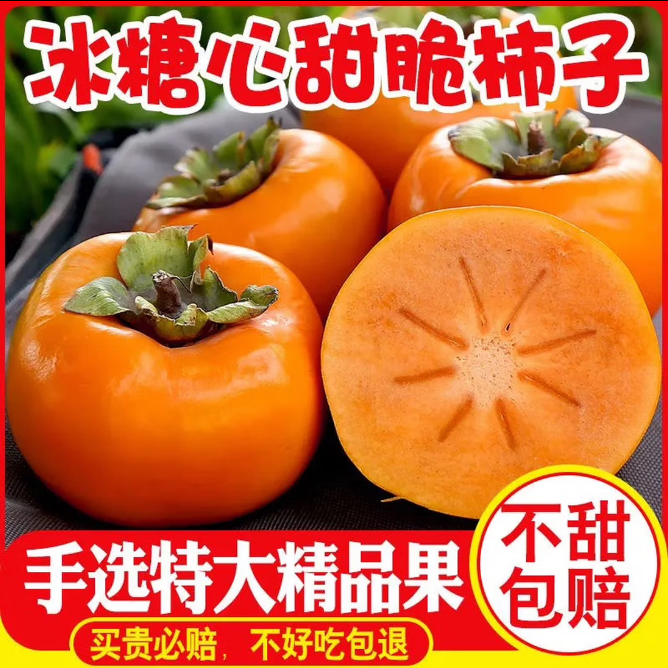 【冰糖心巧克力脆柿】2025年新鲜采摘香甜多汁不涩无籽陕西脆柿子