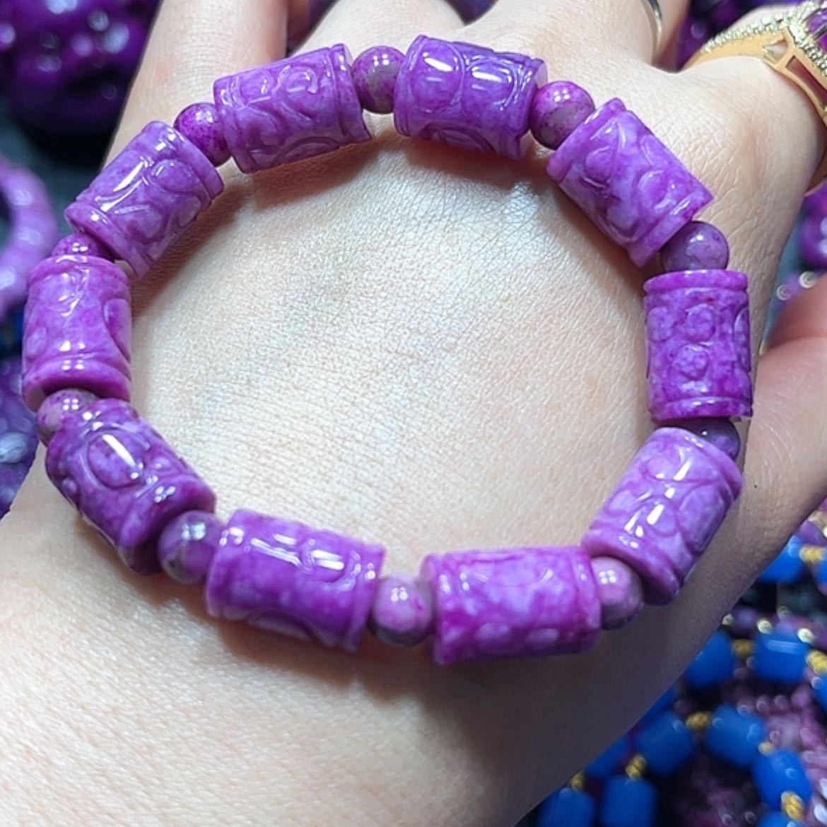 【闪购商品】琉璃配饰开*舒具石老油料路路通泥地丝绒玉华粉单圈