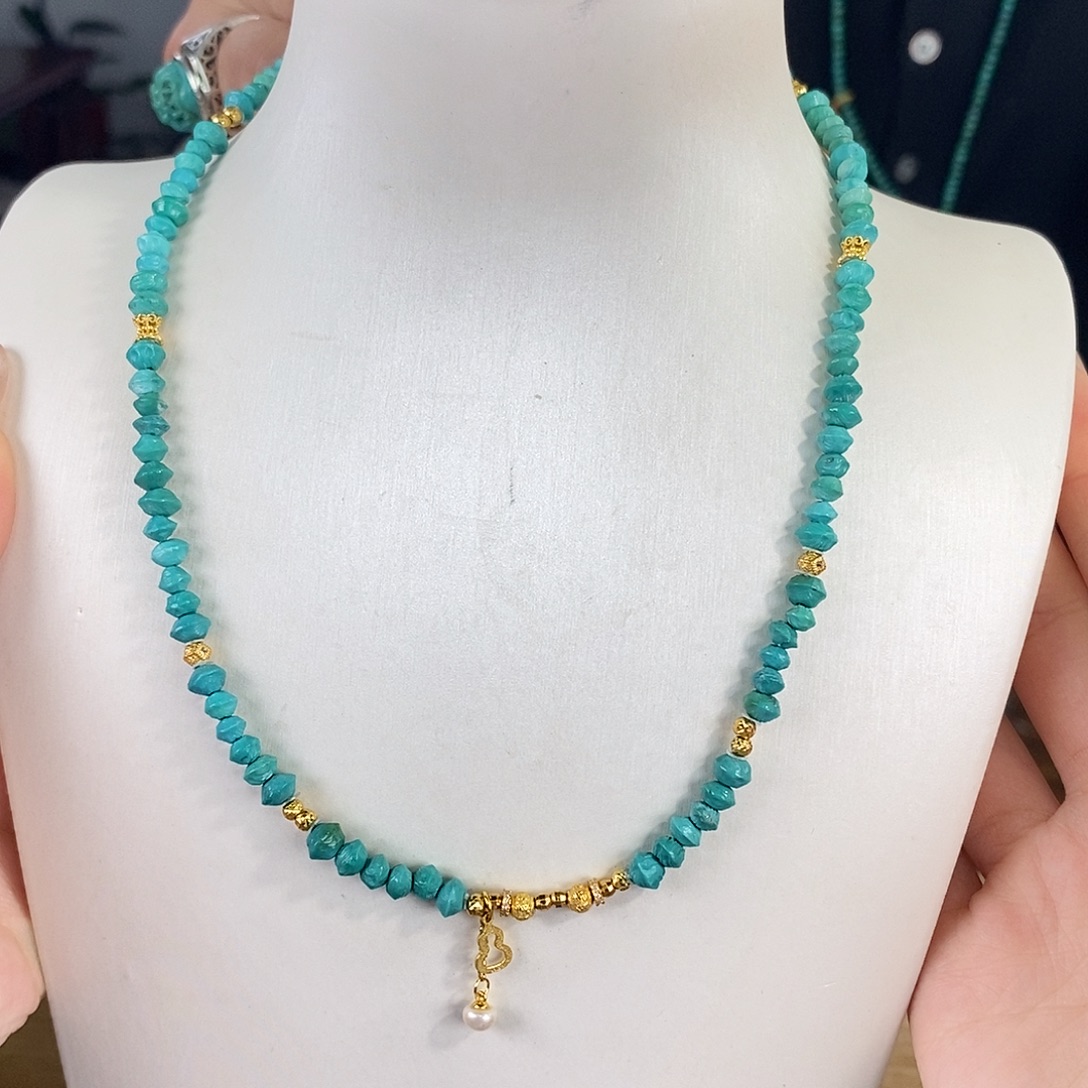 绿松石银S925镀金镶嵌珠宝奇石