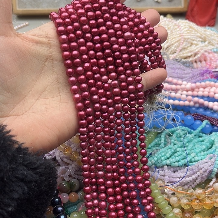 玛瑙/玉髓珠宝半成品未镶嵌一条7mm左右珍珠