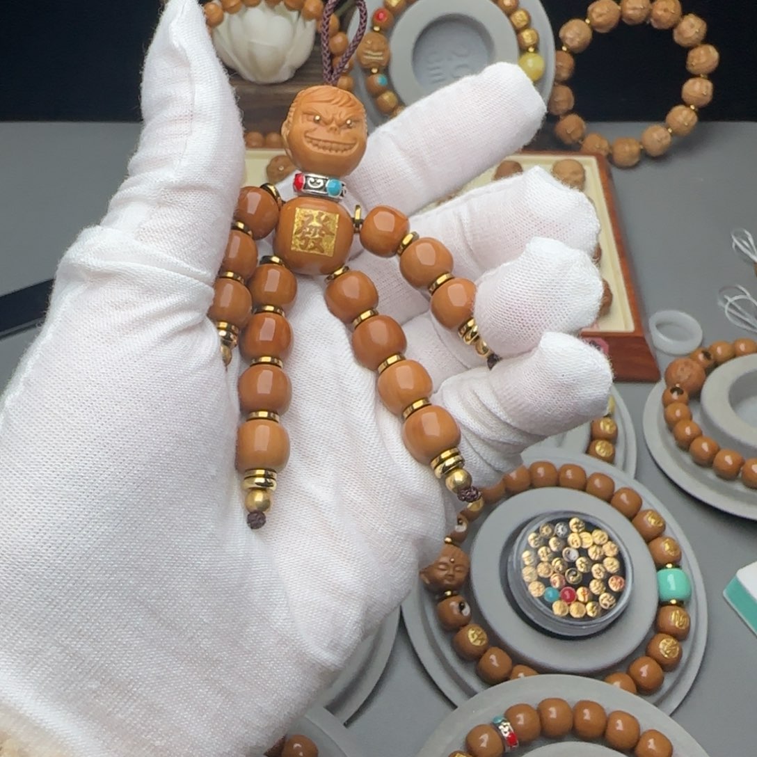 猴头核桃吊坠邹**_全品老型猴头手串挂件