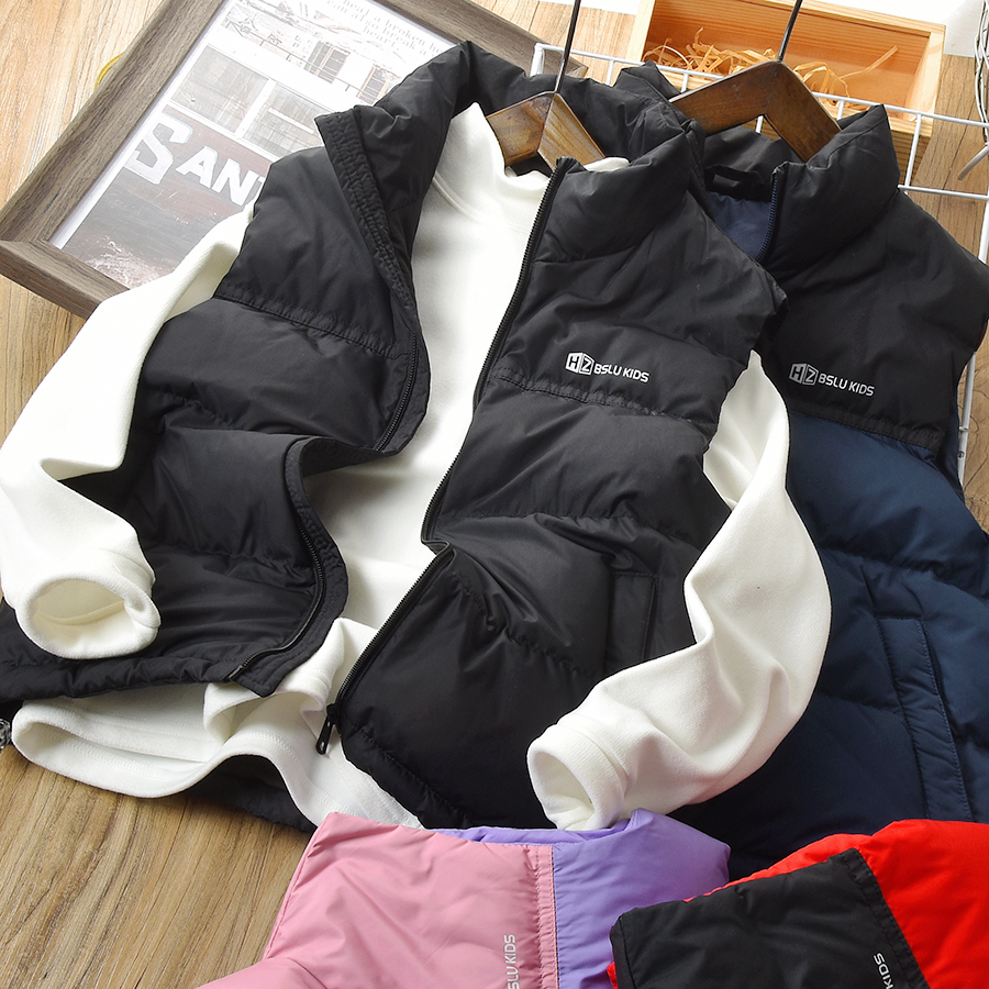 儿童羽绒马甲秋冬外穿保暖坎肩儿2024新款男童高领马夹女孩2389