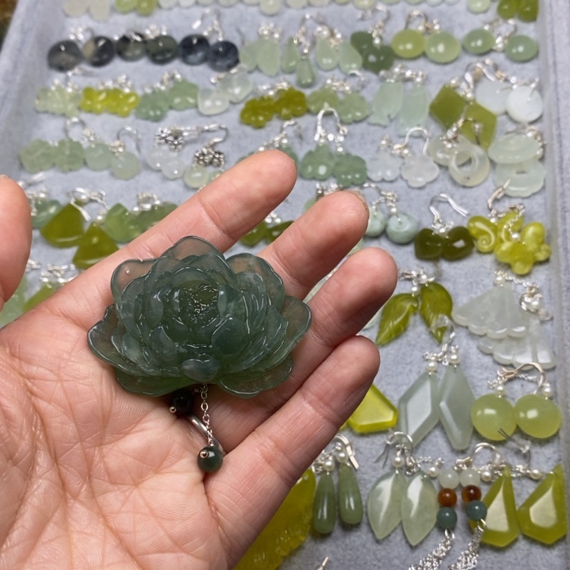 【闪购商品】蛇纹石玉挂件耳饰耳环项链未镶嵌