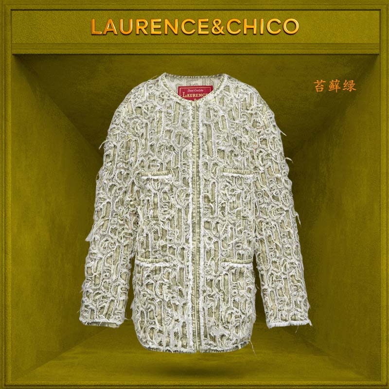 LC海螺珠猫抓牛仔蕾丝Oversize外套D5AX10112008